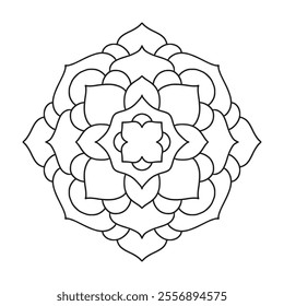 Easy Mandala Black and White Circle Outline - Mandala Coloring Pages for Adults and Kids - Simple Mandalas Artwork Vector