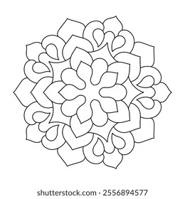 Easy Mandala Black and White Circle Outline - Mandala Coloring Pages for Adults and Kids - Simple Mandalas Artwork Vector