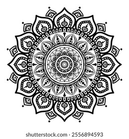 Easy Mandala Black and White Circle Outline - Mandala Coloring Pages for Adults and Kids - Simple Mandalas Artwork Vector