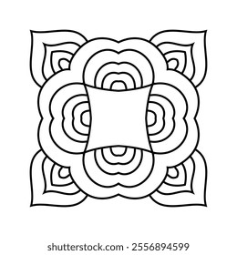 Easy Mandala Black and White Circle Outline - Mandala Coloring Pages for Adults and Kids - Simple Mandalas Artwork Vector