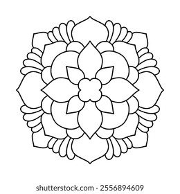 Easy Mandala Black and White Circle Outline - Mandala Coloring Pages for Adults and Kids - Simple Mandalas Artwork Vector