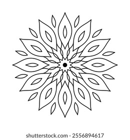 Easy Mandala Black and White Circle Outline - Mandala Coloring Pages for Adults and Kids - Simple Mandalas Artwork Vector