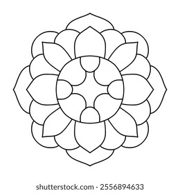 Easy Mandala Black and White Circle Outline - Mandala Coloring Pages for Adults and Kids - Simple Mandalas Artwork Vector