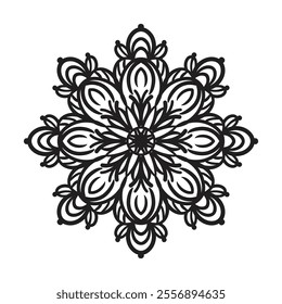 Easy Mandala Black and White Circle Outline - Mandala Coloring Pages for Adults and Kids - Simple Mandalas Artwork Vector