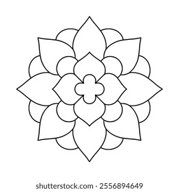 Easy Mandala Black and White Circle Outline - Mandala Coloring Pages for Adults and Kids - Simple Mandalas Artwork Vector