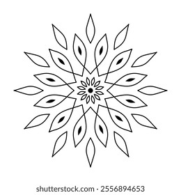 Easy Mandala Black and White Circle Outline - Mandala Coloring Pages for Adults and Kids - Simple Mandalas Artwork Vector