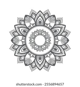 Easy Mandala Black and White Circle Outline - Mandala Coloring Pages for Adults and Kids - Simple Mandalas Artwork Vector