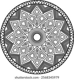 Easy Mandala Black and White Circle Outline - Mandala Coloring Pages for Color Adults and Kids 