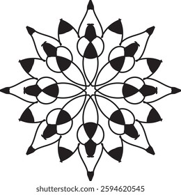 Easy Mandala Black and White Circle Outline - Mandala Coloring Pages for Adults and Kids - Simple Mandalas Artwork Vector