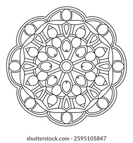Easy Mandala Black and White Circle Outline - Mandala Coloring Pages for Color Adults and Kids - Simple Mandalas Artwork Art Vector.