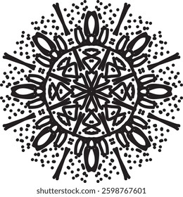 Easy Mandala Black and White Circle Outline - Mandala Coloring Pages for Adults and Kids - Simple Mandalas Artwork Vector
