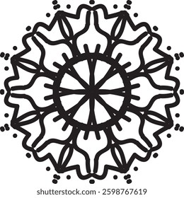Easy Mandala Black and White Circle Outline - Mandala Coloring Pages for Adults and Kids - Simple Mandalas Artwork Vector