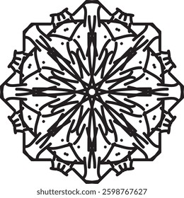 Easy Mandala Black and White Circle Outline - Mandala Coloring Pages for Adults and Kids - Simple Mandalas Artwork Vector