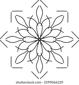 Easy Mandala Black and White Circle Outline - Mandala Coloring Pages for Adults and Kids - Simple Mandalas Artwork Vector