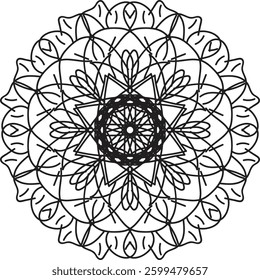 Easy Mandala Black and White Circle Outline - Mandala Coloring Pages for Adults and Kids - Simple Mandalas Artwork Vector