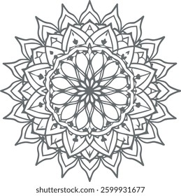 Easy Mandala Black and White Circle Outline - Mandala Colouring Pages for Adults and Kids - Simple Mandalas Artwork Vector