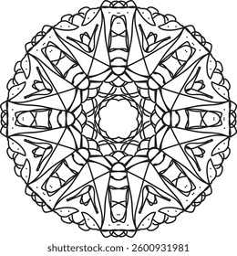Easy Mandala Black and White Circle Outline - Mandala Coloring Pages for Adults and Kids - Simple Mandalas Artwork Vector