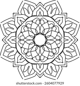 Easy Mandala Black and White Circle Outline - Mandala Coloring Pages for Adults and Kids - Simple Mandalas Artwork Vector
