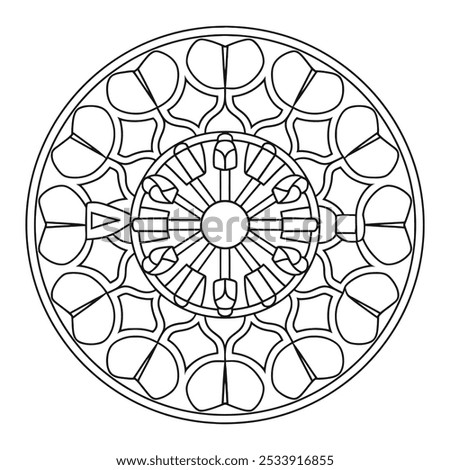 Easy Mandala Black and White Circle Outline Vector - Mandala Coloring Page to Color for Beginners, Seniors, and Adults for KDP.