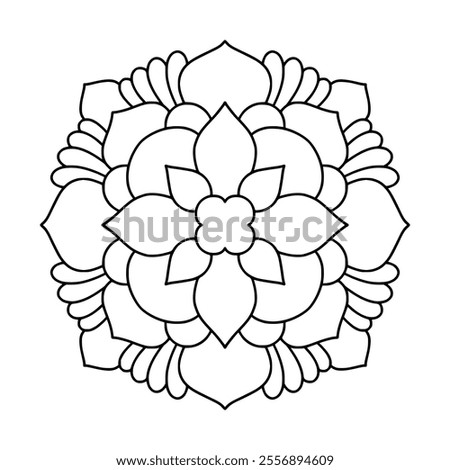 Easy Mandala Black and White Circle Outline - Mandala Coloring Pages for Adults and Kids - Simple Mandalas Artwork Vector