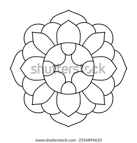 Easy Mandala Black and White Circle Outline - Mandala Coloring Pages for Adults and Kids - Simple Mandalas Artwork Vector