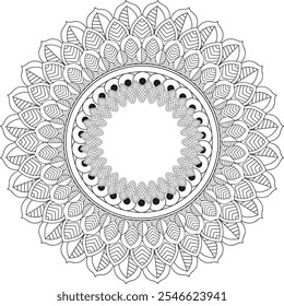 Easy Mandala Black and White. Simple Mandalas Artwork Vector. Mandala Coloring book line art vector illustration