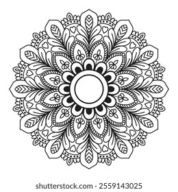 Easy Mandala Black and White. Simple Mandalas Artwork Vector. Mandala Coloring book line art vector illustration