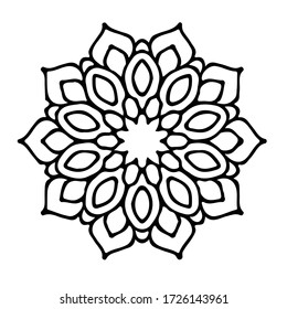 Easy mandala coloring book for all ages. Mandala line art black and white. New quality design.