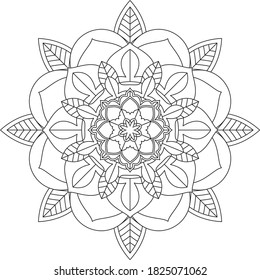 Easy Mandala coloring book simple and basic for beginners, seniors and children. Set of Mehndi flower pattern for Henna drawing and tattoo. Decoration in ethnic oriental, Indian style.
