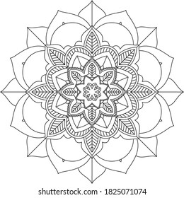 Easy Mandala coloring book simple and basic for beginners, seniors and children. Set of Mehndi flower pattern for Henna drawing and tattoo. Decoration in ethnic oriental, Indian style.