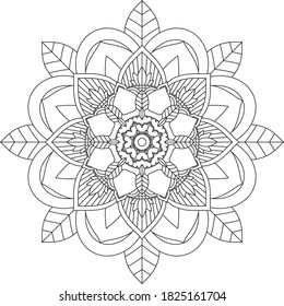 Easy Mandala coloring book simple and basic for beginners, seniors and children. Set of Mehndi flower pattern for Henna drawing and tattoo. Decoration in ethnic oriental, Indian style.