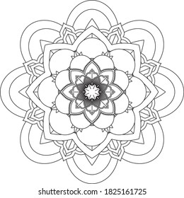 Easy Mandala coloring book simple and basic for beginners, seniors and children. Set of Mehndi flower pattern for Henna drawing and tattoo. Decoration in ethnic oriental, Indian style.