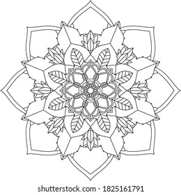 Easy Mandala coloring book simple and basic for beginners, seniors and children. Set of Mehndi flower pattern for Henna drawing and tattoo. Decoration in ethnic oriental, Indian style.