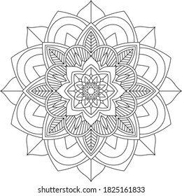 Easy Mandala coloring book simple and basic for beginners, seniors and children. Set of Mehndi flower pattern for Henna drawing and tattoo. Decoration in ethnic oriental, Indian style.