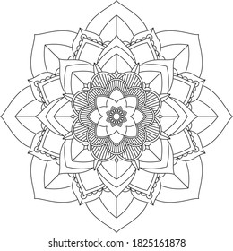 Easy Mandala coloring book simple and basic for beginners, seniors and children. Set of Mehndi flower pattern for Henna drawing and tattoo. Decoration in ethnic oriental, Indian style.