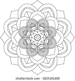 Easy Mandala coloring book simple and basic for beginners, seniors and children. Set of Mehndi flower pattern for Henna drawing and tattoo. Decoration in ethnic oriental, Indian style.