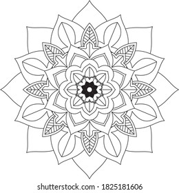 Easy Mandala coloring book simple and basic for beginners, seniors and children. Set of Mehndi flower pattern for Henna drawing and tattoo. Decoration in ethnic oriental, Indian style.