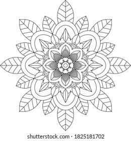 Easy Mandala coloring book simple and basic for beginners, seniors and children. Set of Mehndi flower pattern for Henna drawing and tattoo. Decoration in ethnic oriental, Indian style.