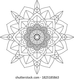 Easy Mandala coloring book simple and basic for beginners, seniors and children. Set of Mehndi flower pattern for Henna drawing and tattoo. Decoration in ethnic oriental, Indian style.