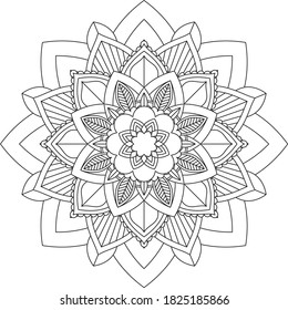 Easy Mandala coloring book simple and basic for beginners, seniors and children. Set of Mehndi flower pattern for Henna drawing and tattoo. Decoration in ethnic oriental, Indian style.
