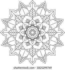 Easy Mandala coloring book simple and basic for beginners, seniors and children. Set of Mehndi flower pattern for Henna drawing and tattoo. Decoration in ethnic oriental, Indian style.