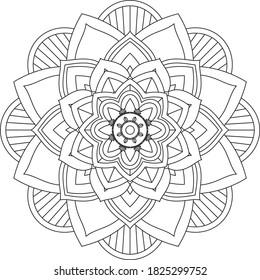 Easy Mandala coloring book simple and basic for beginners, seniors and children. Set of Mehndi flower pattern for Henna drawing and tattoo. Decoration in ethnic oriental, Indian style.