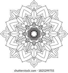 Easy Mandala coloring book simple and basic for beginners, seniors and children. Set of Mehndi flower pattern for Henna drawing and tattoo. Decoration in ethnic oriental, Indian style.