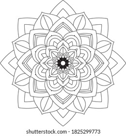 Easy Mandala coloring book simple and basic for beginners, seniors and children. Set of Mehndi flower pattern for Henna drawing and tattoo. Decoration in ethnic oriental, Indian style.