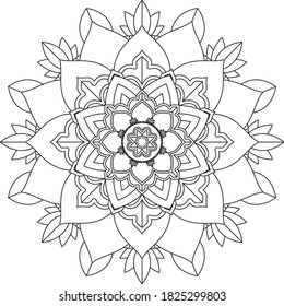 Easy Mandala coloring book simple and basic for beginners, seniors and children. Set of Mehndi flower pattern for Henna drawing and tattoo. Decoration in ethnic oriental, Indian style.