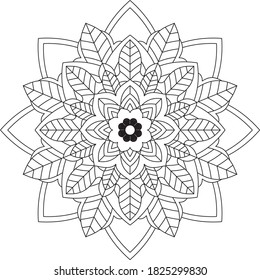 Easy Mandala coloring book simple and basic for beginners, seniors and children. Set of Mehndi flower pattern for Henna drawing and tattoo. Decoration in ethnic oriental, Indian style.