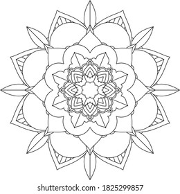 Easy Mandala coloring book simple and basic for beginners, seniors and children. Set of Mehndi flower pattern for Henna drawing and tattoo. Decoration in ethnic oriental, Indian style.