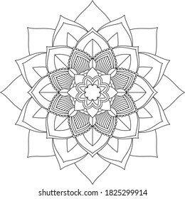 Easy Mandala coloring book simple and basic for beginners, seniors and children. Set of Mehndi flower pattern for Henna drawing and tattoo. Decoration in ethnic oriental, Indian style.