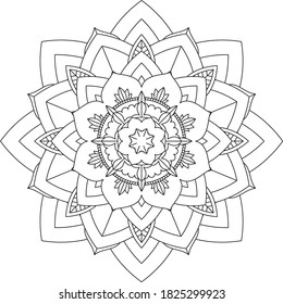 Easy Mandala coloring book simple and basic for beginners, seniors and children. Set of Mehndi flower pattern for Henna drawing and tattoo. Decoration in ethnic oriental, Indian style.