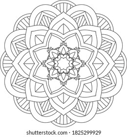 Easy Mandala coloring book simple and basic for beginners, seniors and children. Set of Mehndi flower pattern for Henna drawing and tattoo. Decoration in ethnic oriental, Indian style.
